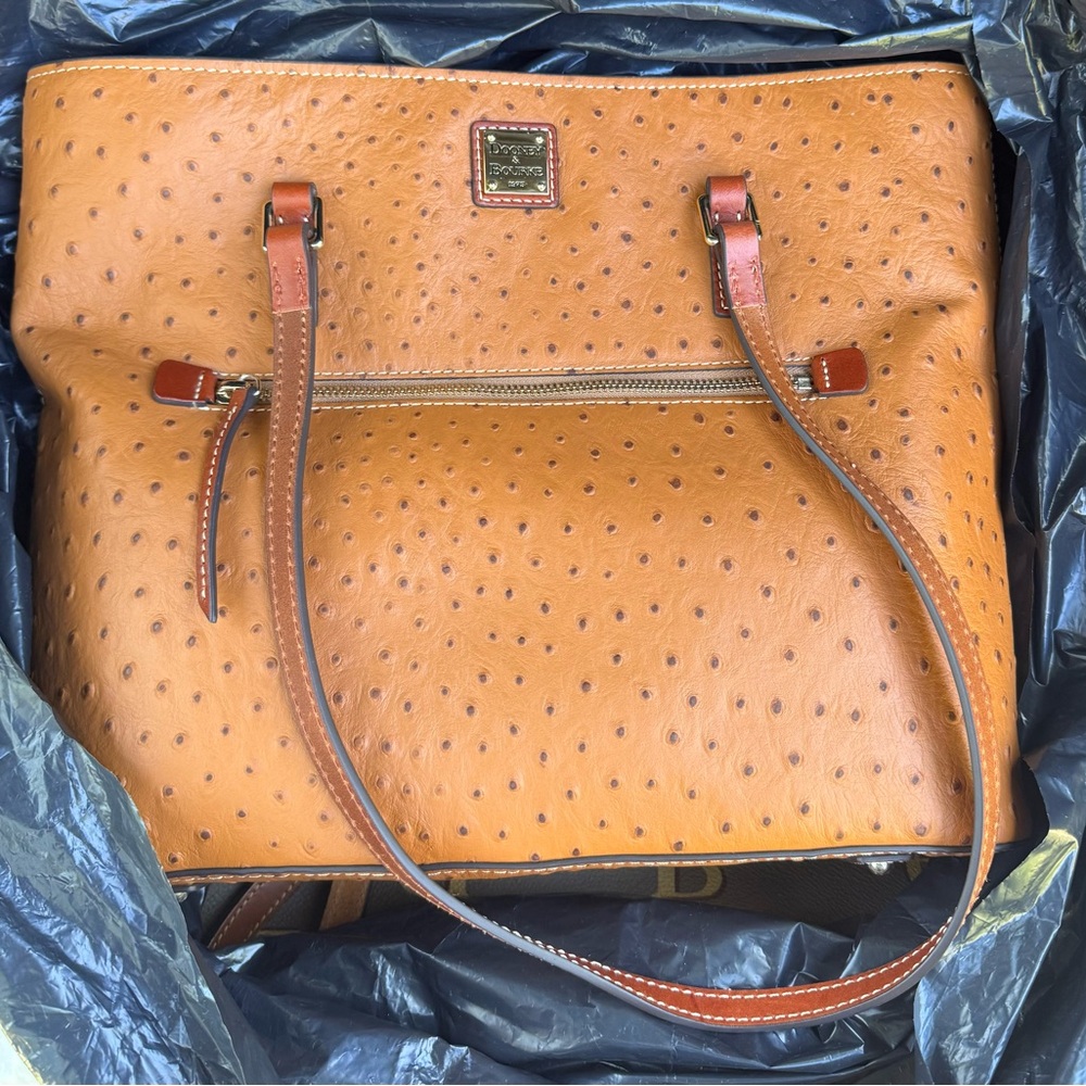 Dooney & Bourke Ostrich-Embossed Tan Tote